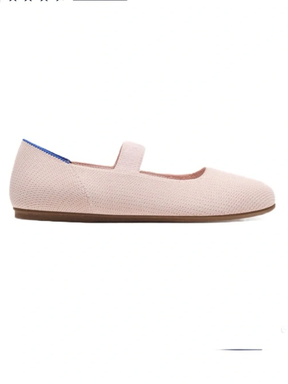 Rothy's Girls Blush Pink Mary Jane Flats with Blue Accent